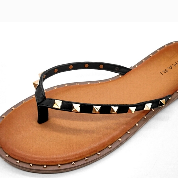 NWT Elie Tahari Cognac Studded Patsi Flip Flop Sandals - Picture 2 of 5